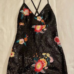 Floral Print Sequin Dress